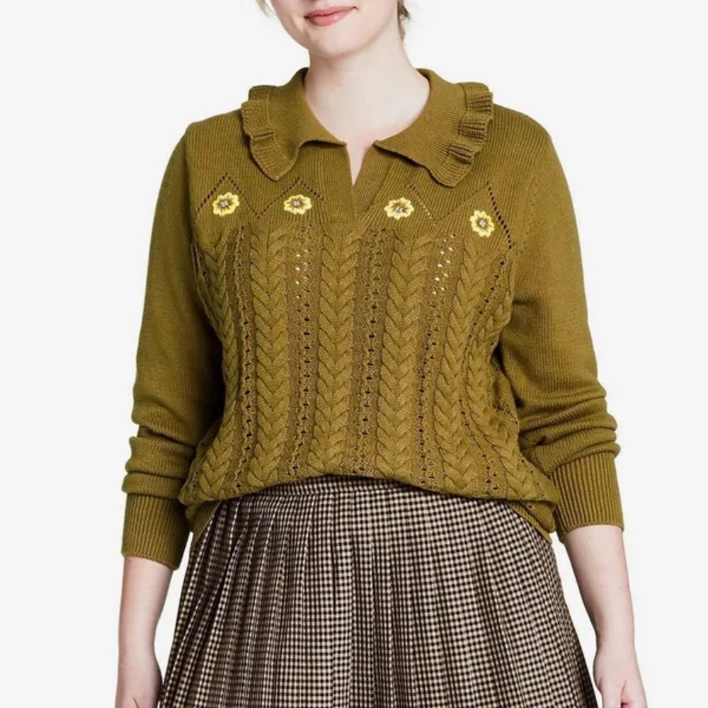 Sandy Liang x Target Women’s Floral Embroidered Collared Pullover Sweater